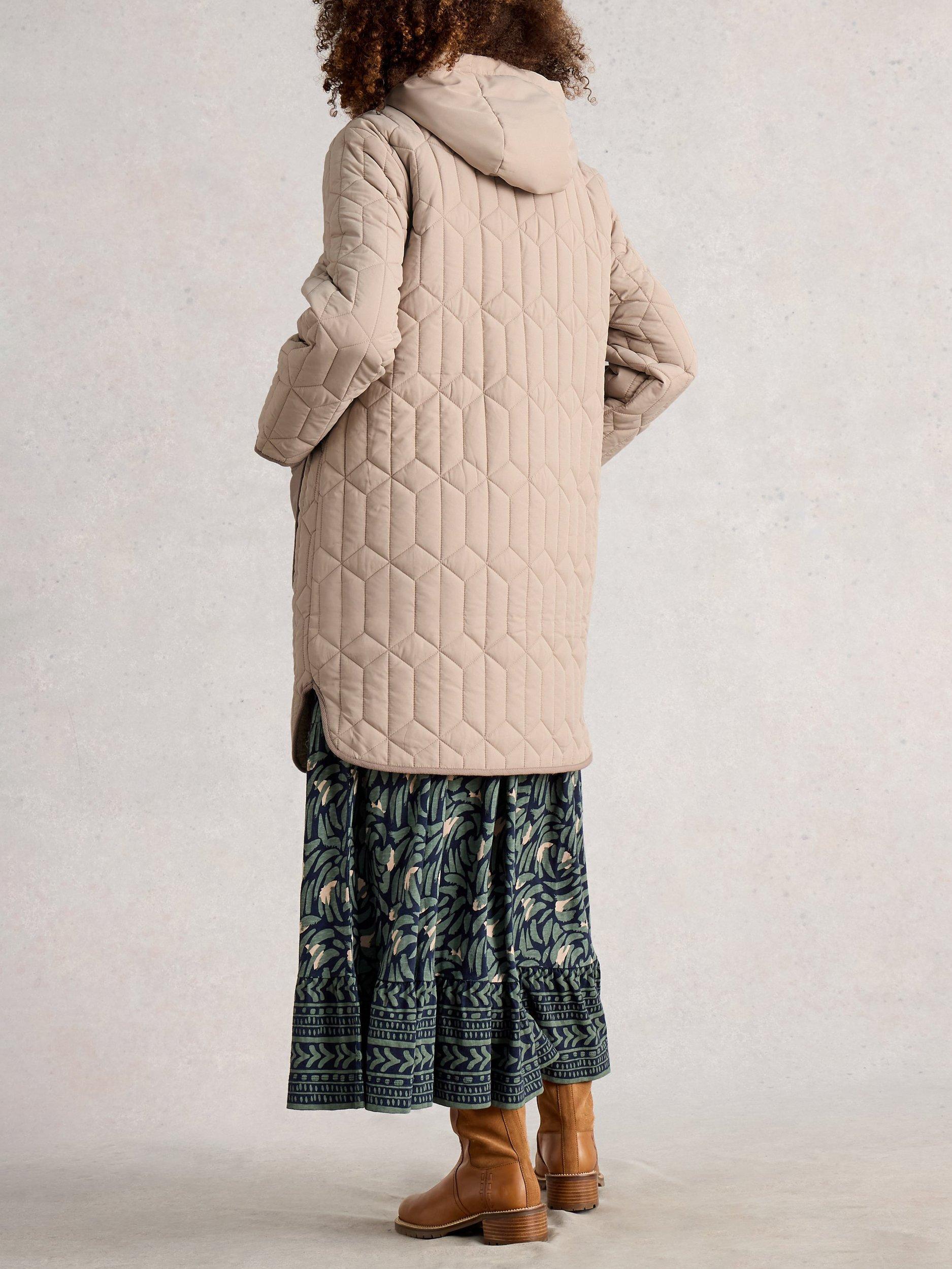 Product image 2 of 6, which shows White Stuff Carmel Quilted Overcoat, Dark Natural, 6