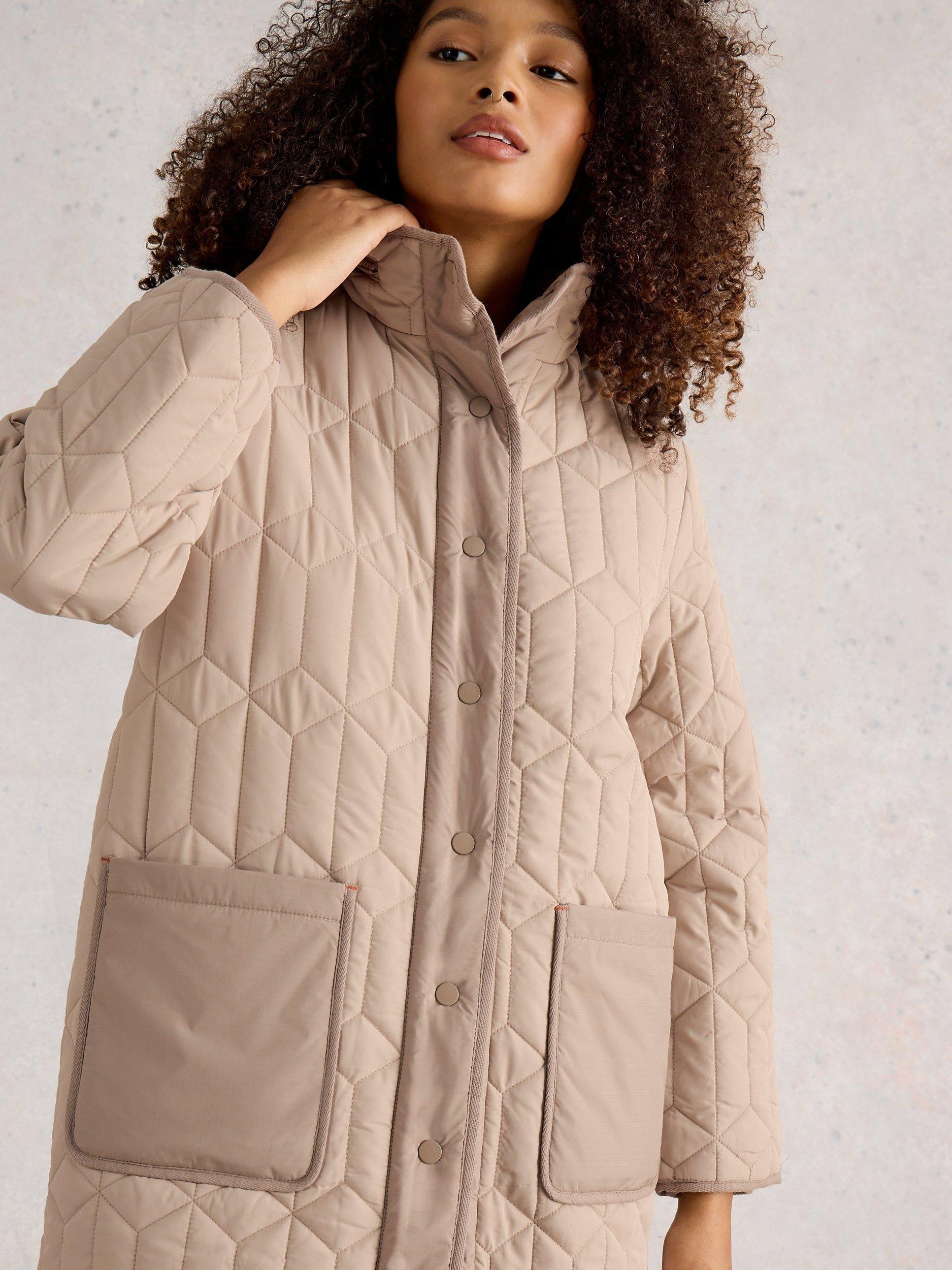 Product image 3 of 6, which shows White Stuff Carmel Quilted Overcoat, Dark Natural, 6