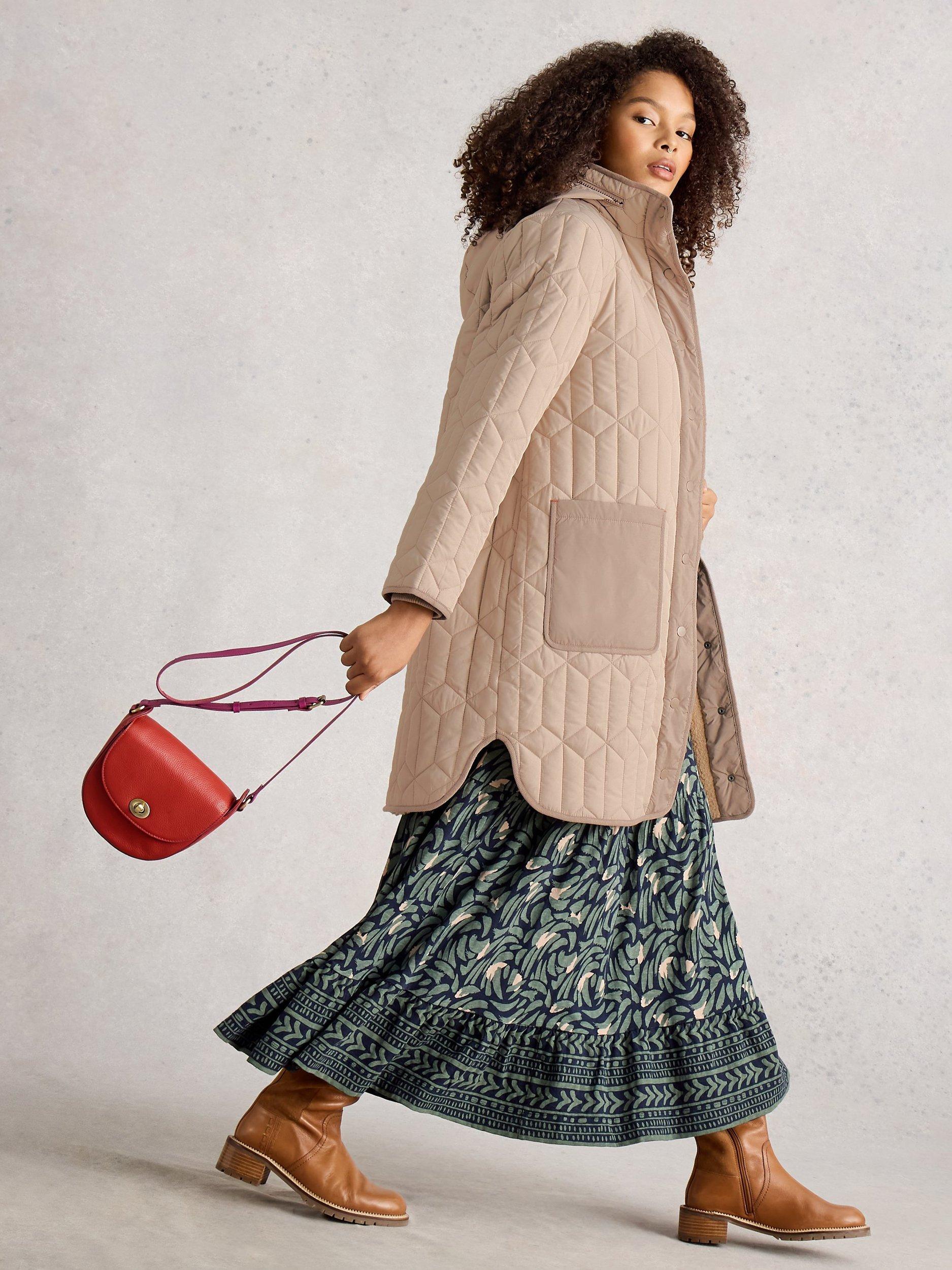 Product image 4 of 6, which shows White Stuff Carmel Quilted Overcoat, Dark Natural, 6