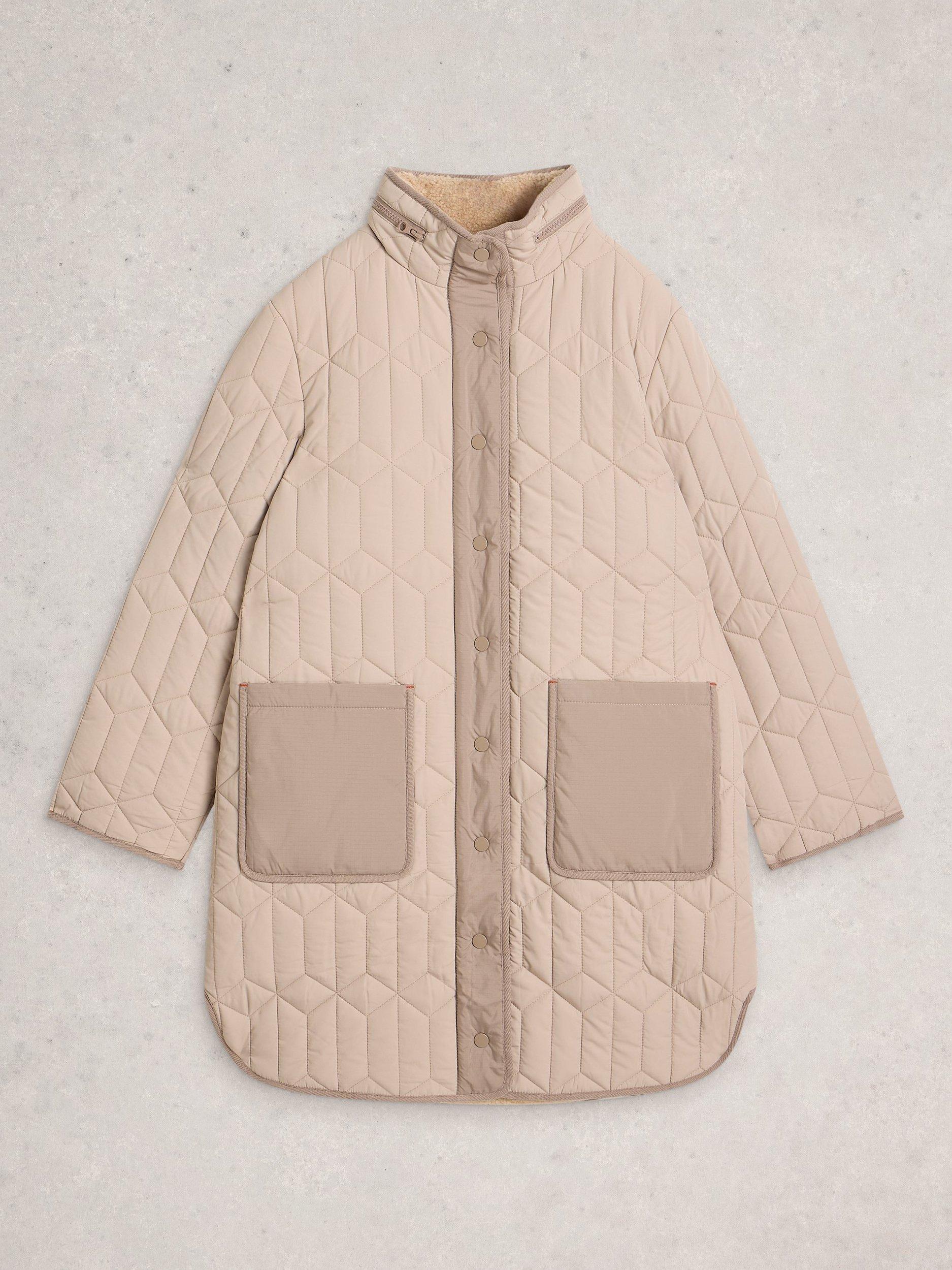 Product image 5 of 6, which shows White Stuff Carmel Quilted Overcoat, Dark Natural, 6