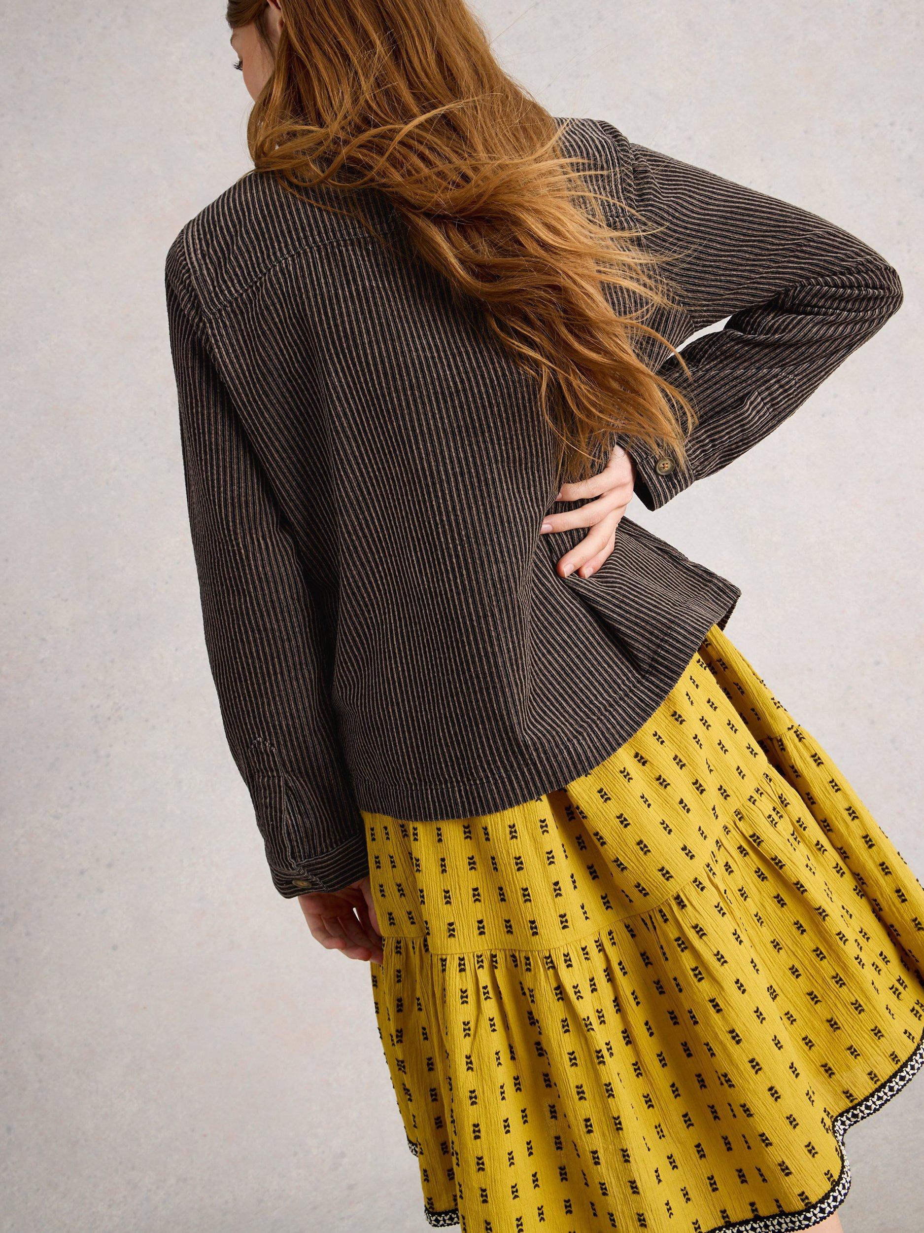 Product image 2 of 6, which shows White Stuff Carrie Cotton Striped Blazer, Black/Multi, 6