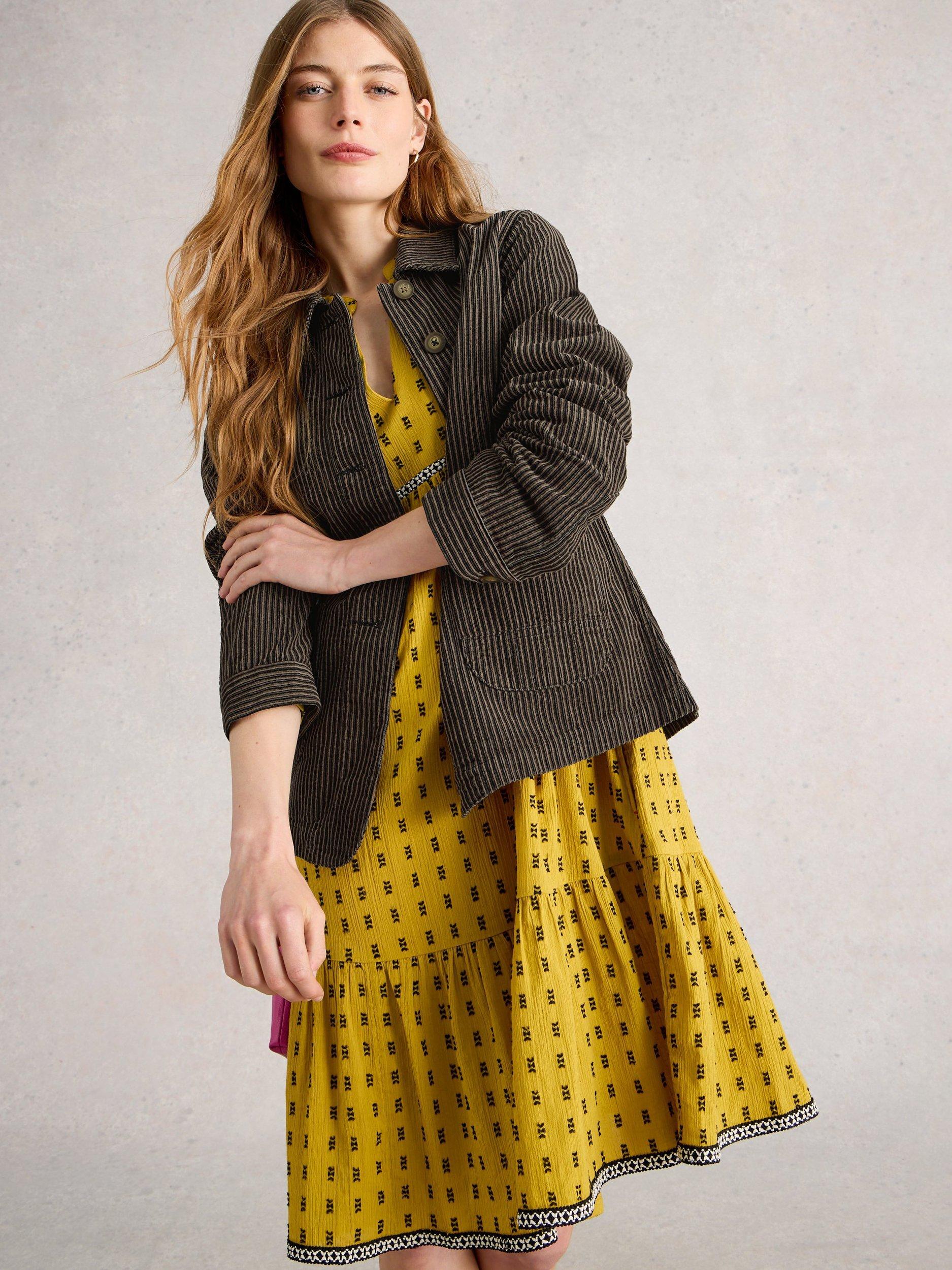 Product image 3 of 6, which shows White Stuff Carrie Cotton Striped Blazer, Black/Multi, 6