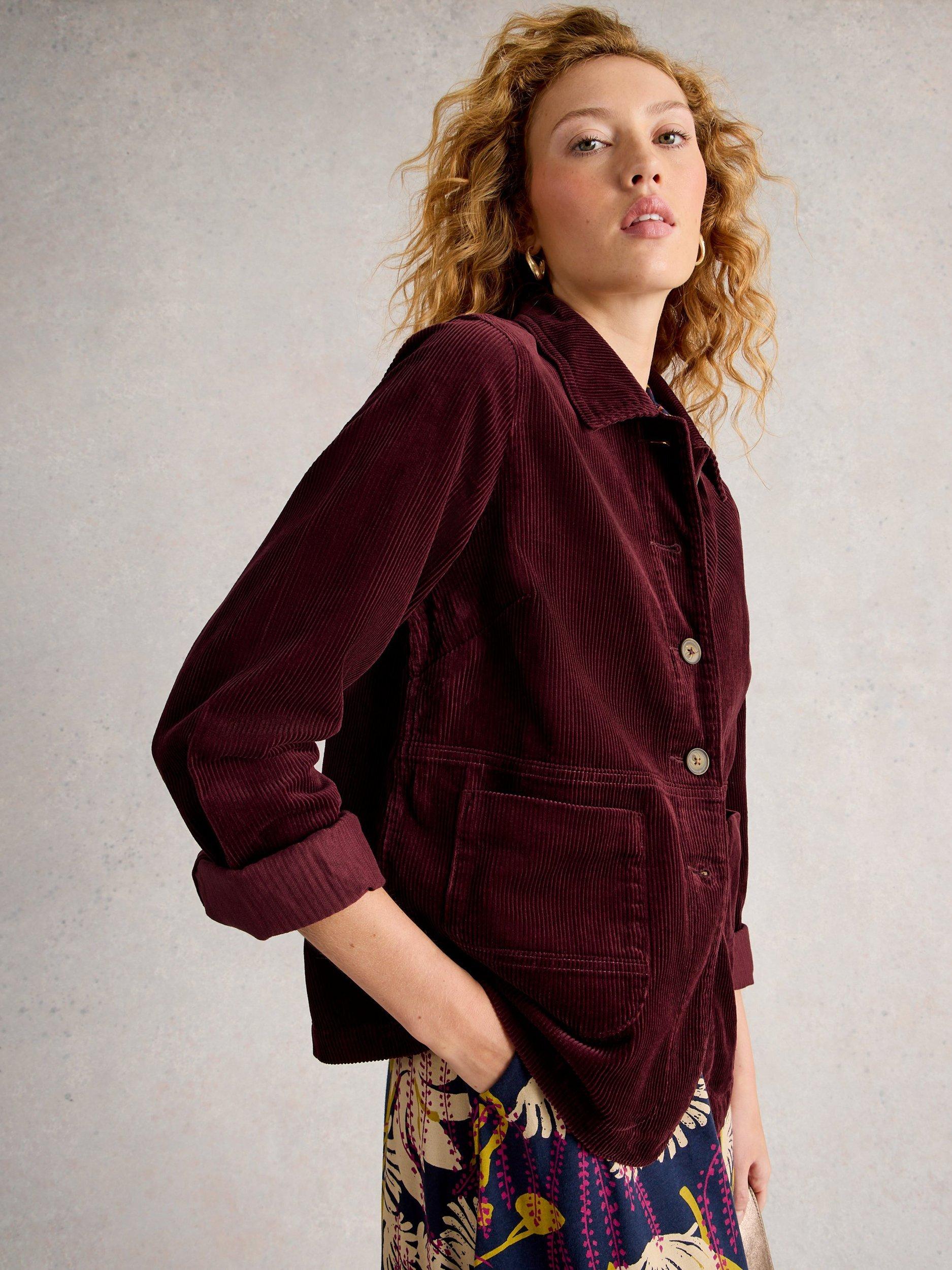 Product image 4 of 6, which shows White Stuff Carrie Corduroy Jacket, Dark Plum, 6