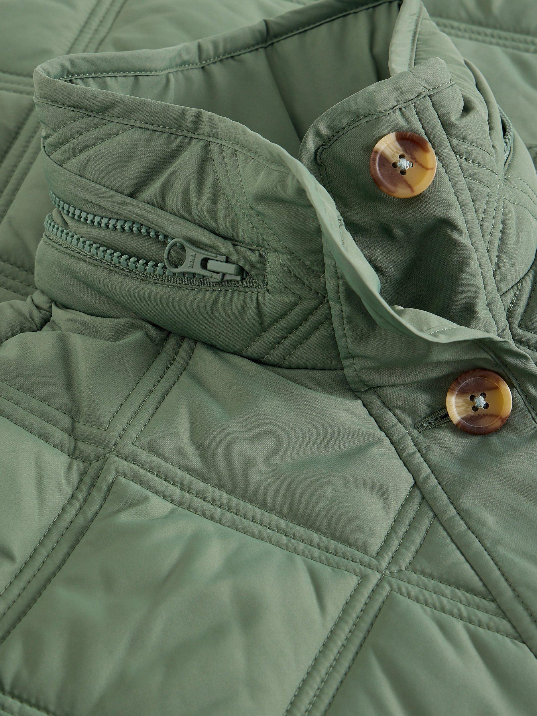 Product image 6 of 6, which shows White Stuff Edie Quilted Coat, Dusty Green, 6