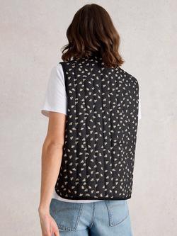 White Stuff Emma Reversible Gilet, Black/Multi - view 2, Black/Multi