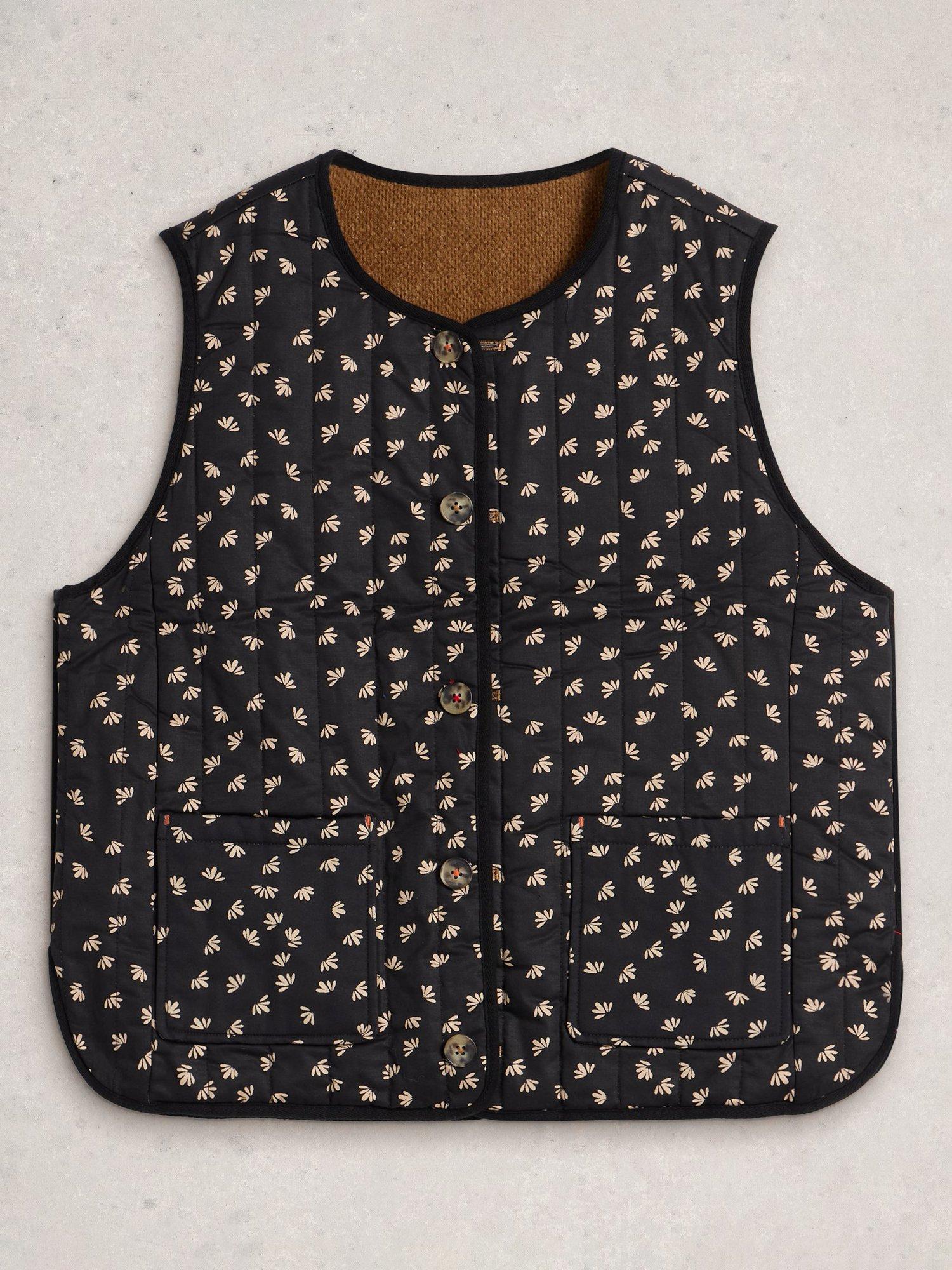 Product image 5 of 7, which shows White Stuff Emma Reversible Gilet, Black/Multi, 8