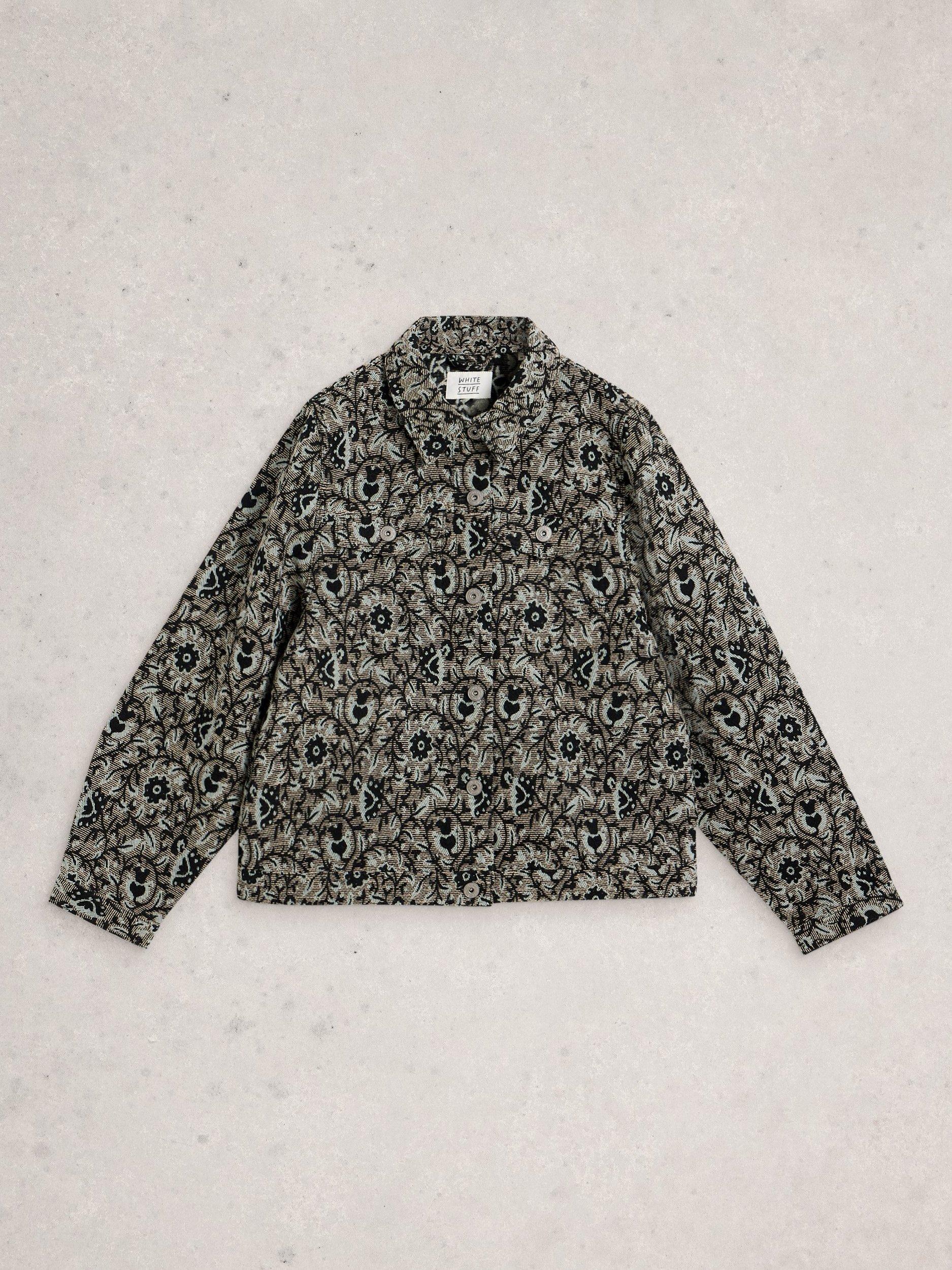 Product image 5 of 6, which shows White Stuff Esme Jacquard Floral Jacket, Grey/Multi, 6