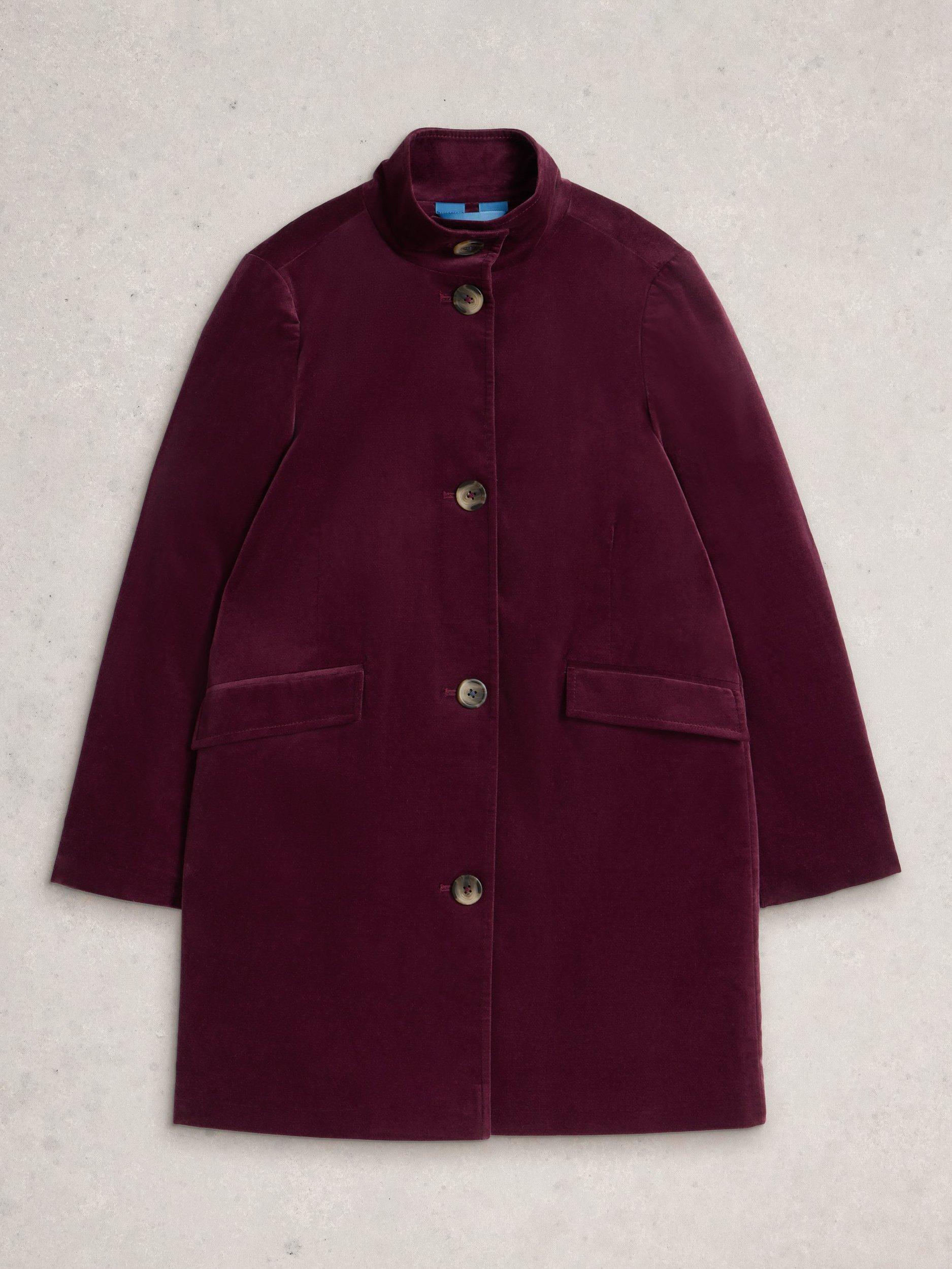 Product image 5 of 6, which shows White Stuff Karla Funnel Neck Overcoat, Plum, 6