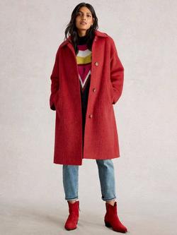 White Stuff Kelsey Wool Blend Overcoat, Red Bright