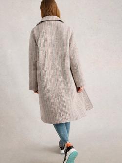 White Stuff Kelsey Longline Overcoat, Ivory/Multi - view 2, Ivory/Multi