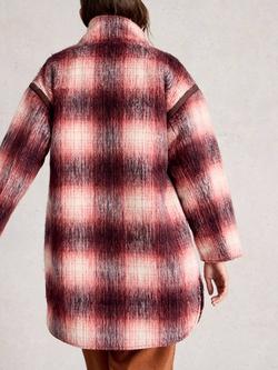 White Stuff Marlowe Reversible Coat, Plum/Multi - view 2, Plum/Multi