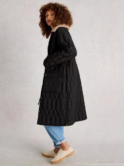White Stuff Nolan Longline Quilted Coat - view 2, Black