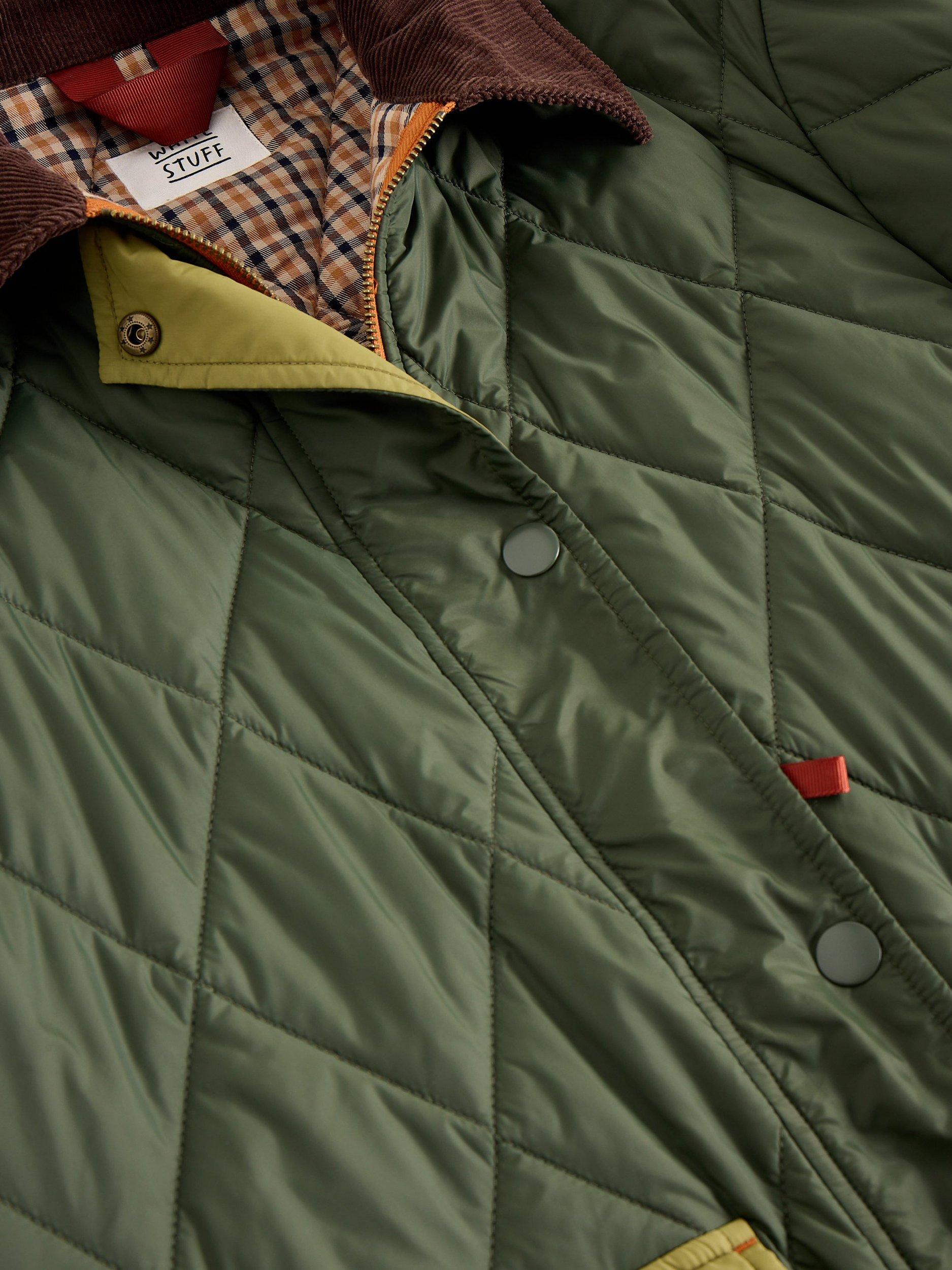 Product image 6 of 7, which shows White Stuff Stella Longline Quilted Coat, Dark Green, 12