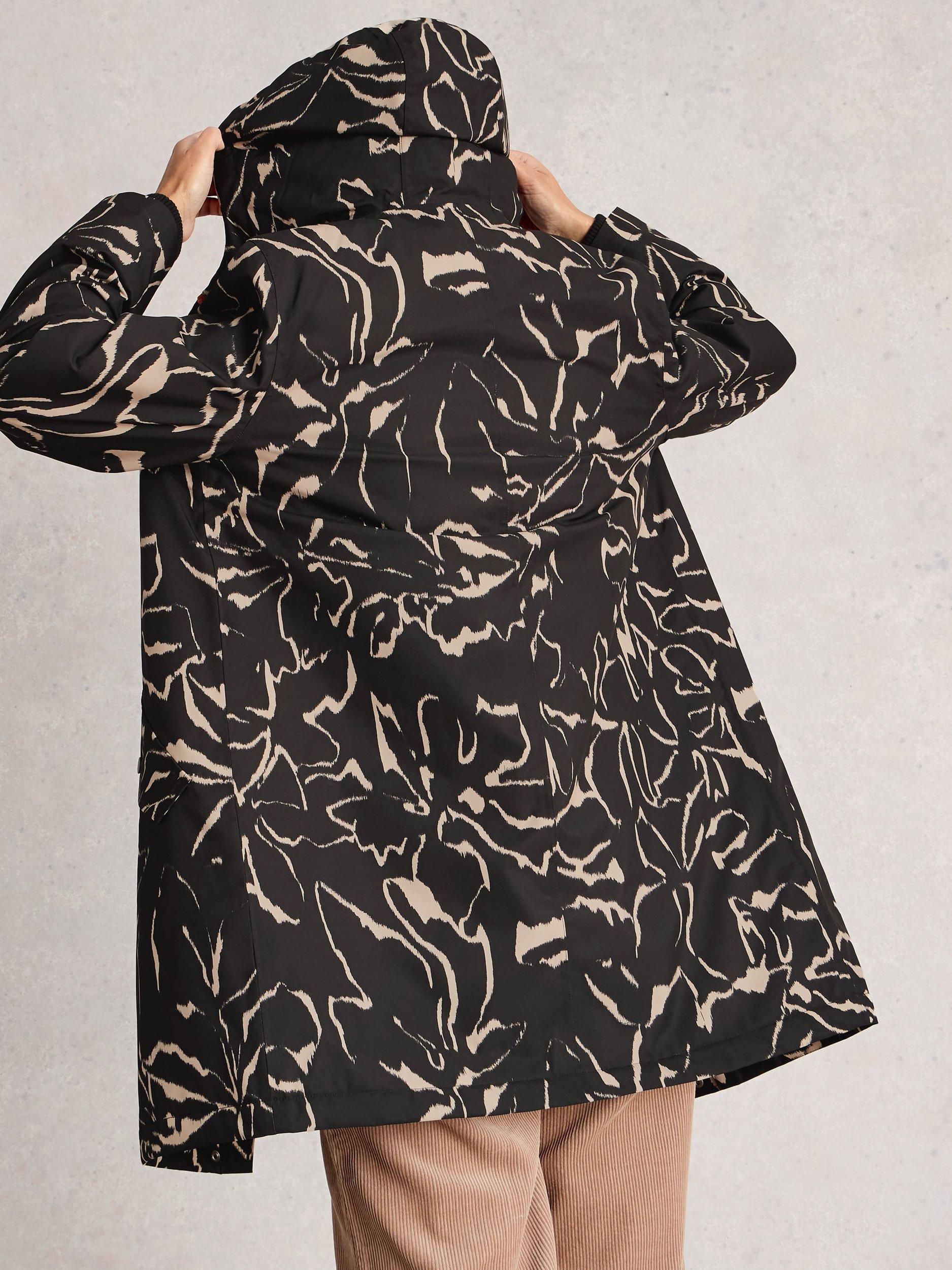 Product image 2 of 6, which shows White Stuff Willow Cotton Blend Hooded Coat, Black/Multi, 6