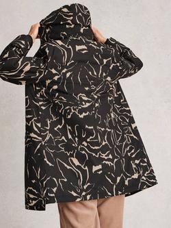 White Stuff Willow Cotton Blend Hooded Coat - view 2, Black/Multi