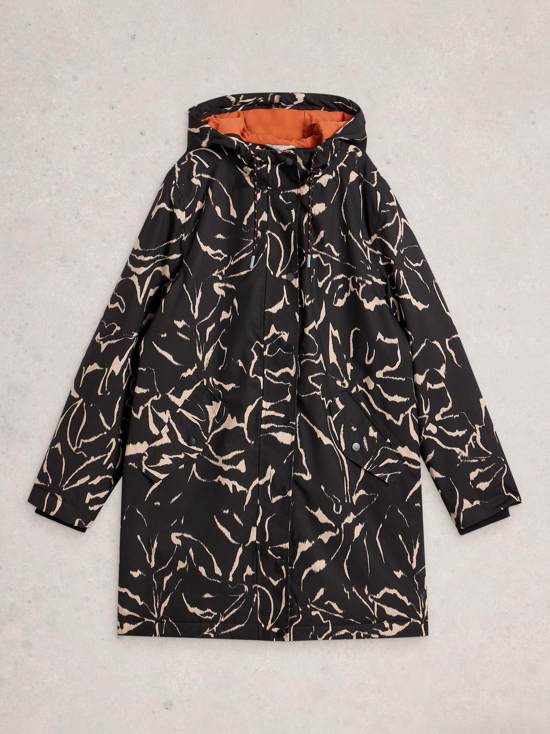 Product image 5 of 6, which shows White Stuff Willow Cotton Blend Hooded Coat, Black/Multi, 6