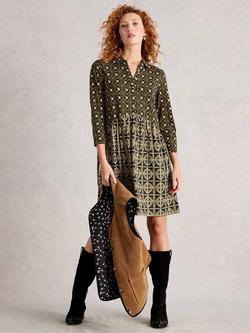 White Stuff Everly Knee Length Organic Cotton Jersey Dress, Black/Multi