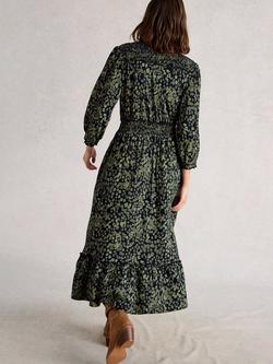 White Stuff Jonie Shirred Organic Cotton Dress - view 2, Green