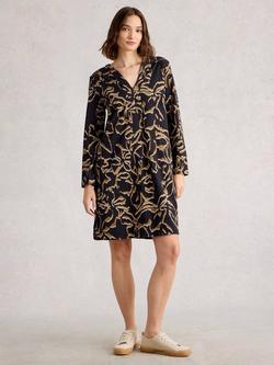 White Stuff June Cotton Midi Dress, Black/Multi