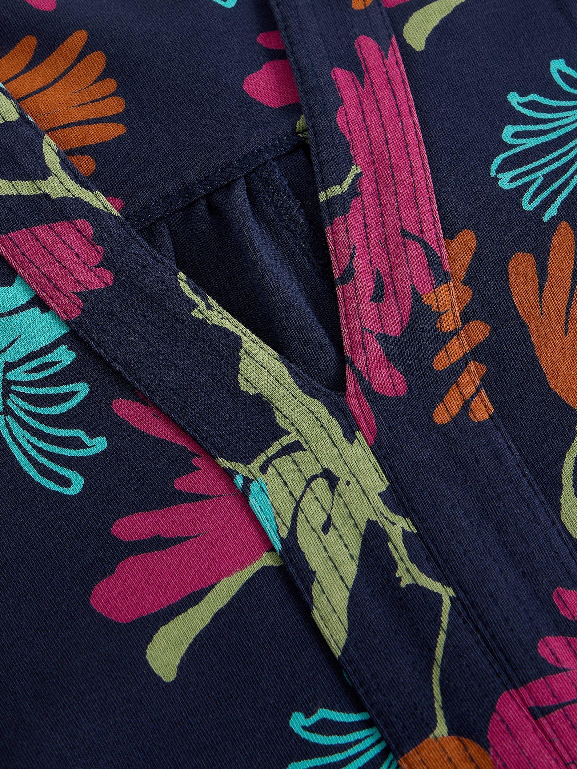 Product image 6 of 6, which shows White Stuff June Knee Length Long Sleeve Cotton Dress, Navy/Multi, 6