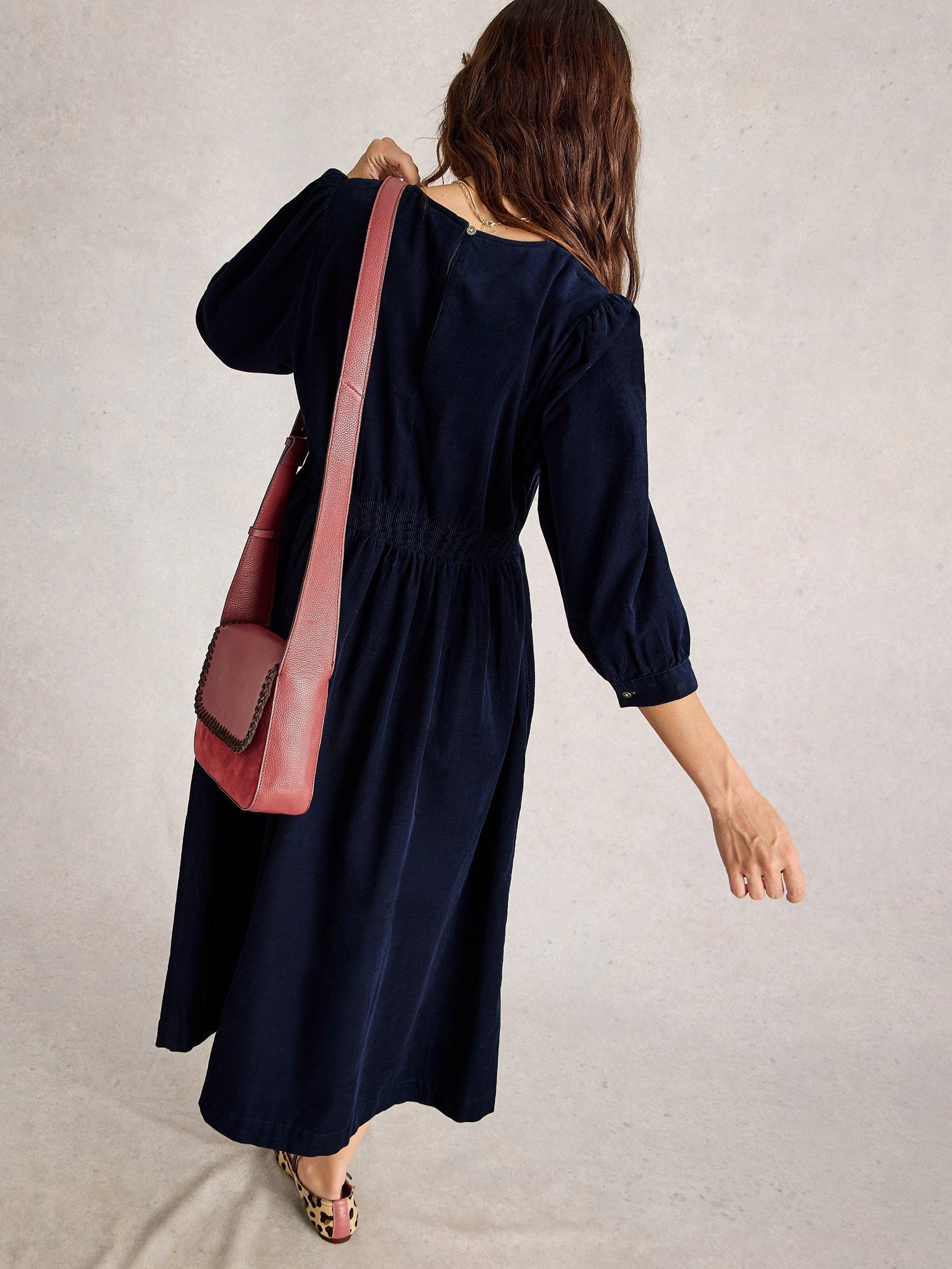 Product image 2 of 6, which shows White Stuff Lucy Corduroy V-Neck Dress, Dark Navy, 6