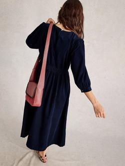 White Stuff Lucy Corduroy V-Neck Dress, Dark Navy - view 2, Dark Navy
