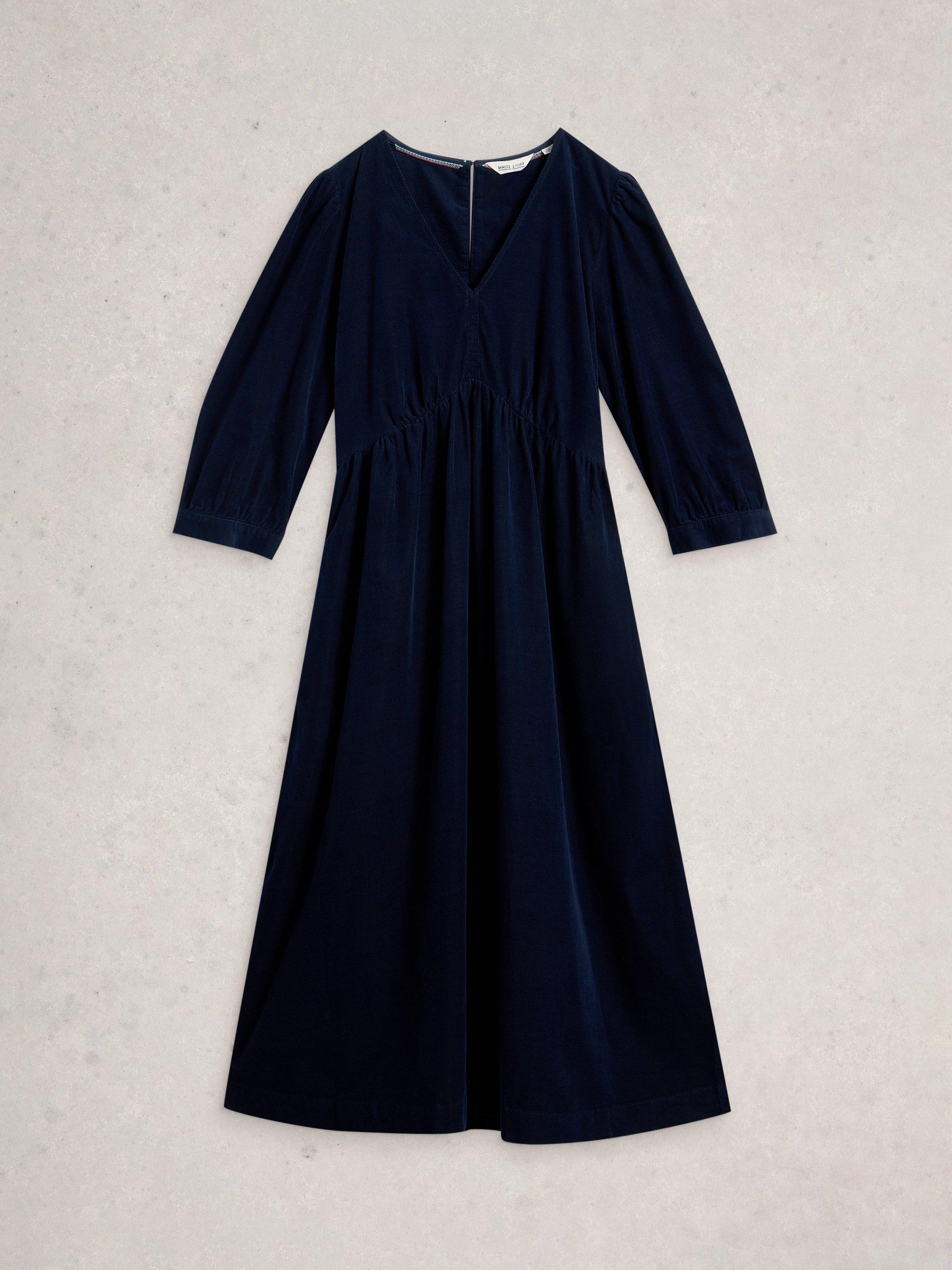 Product image 5 of 6, which shows White Stuff Lucy Corduroy V-Neck Dress, Dark Navy, 6