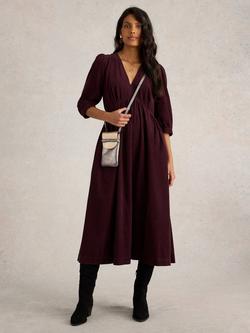 White Stuff Lucy Corduroy Midi Dress, Dark Plum, Dark Plum
