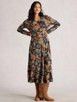 White Stuff Madeline Floral Jersey Dress, Orange/Multi, Orange/Multi