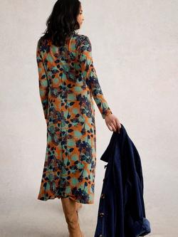 White Stuff Madeline Floral Jersey Dress, Orange/Multi - view 2, Orange/Multi