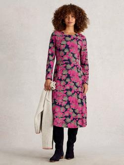 White Stuff Madeline Abstract Jersey Dress, Pink/Multi, Pink/Multi