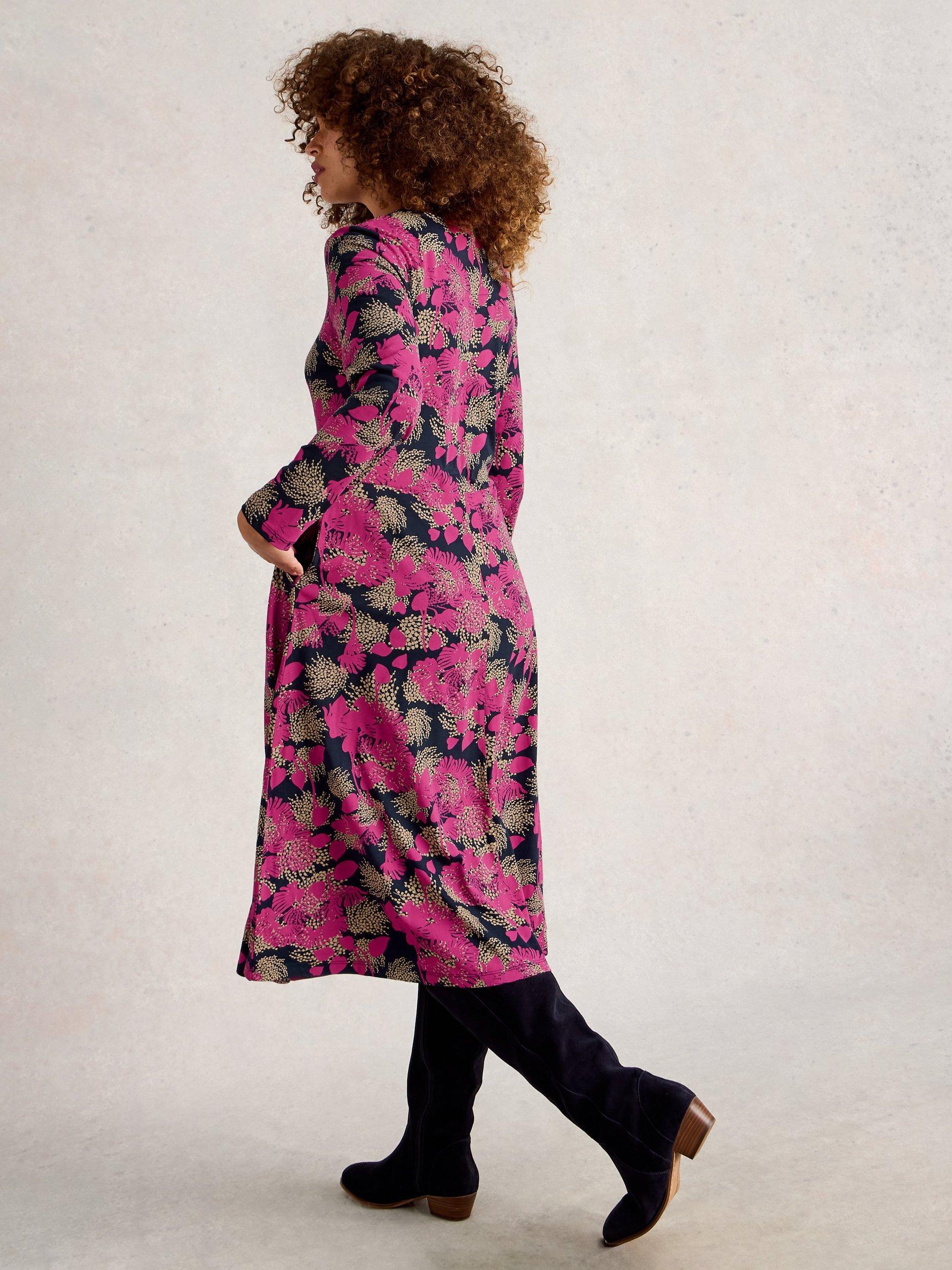 Product image 2 of 6, which shows White Stuff Madeline Abstract Jersey Dress, Pink/Multi, 6