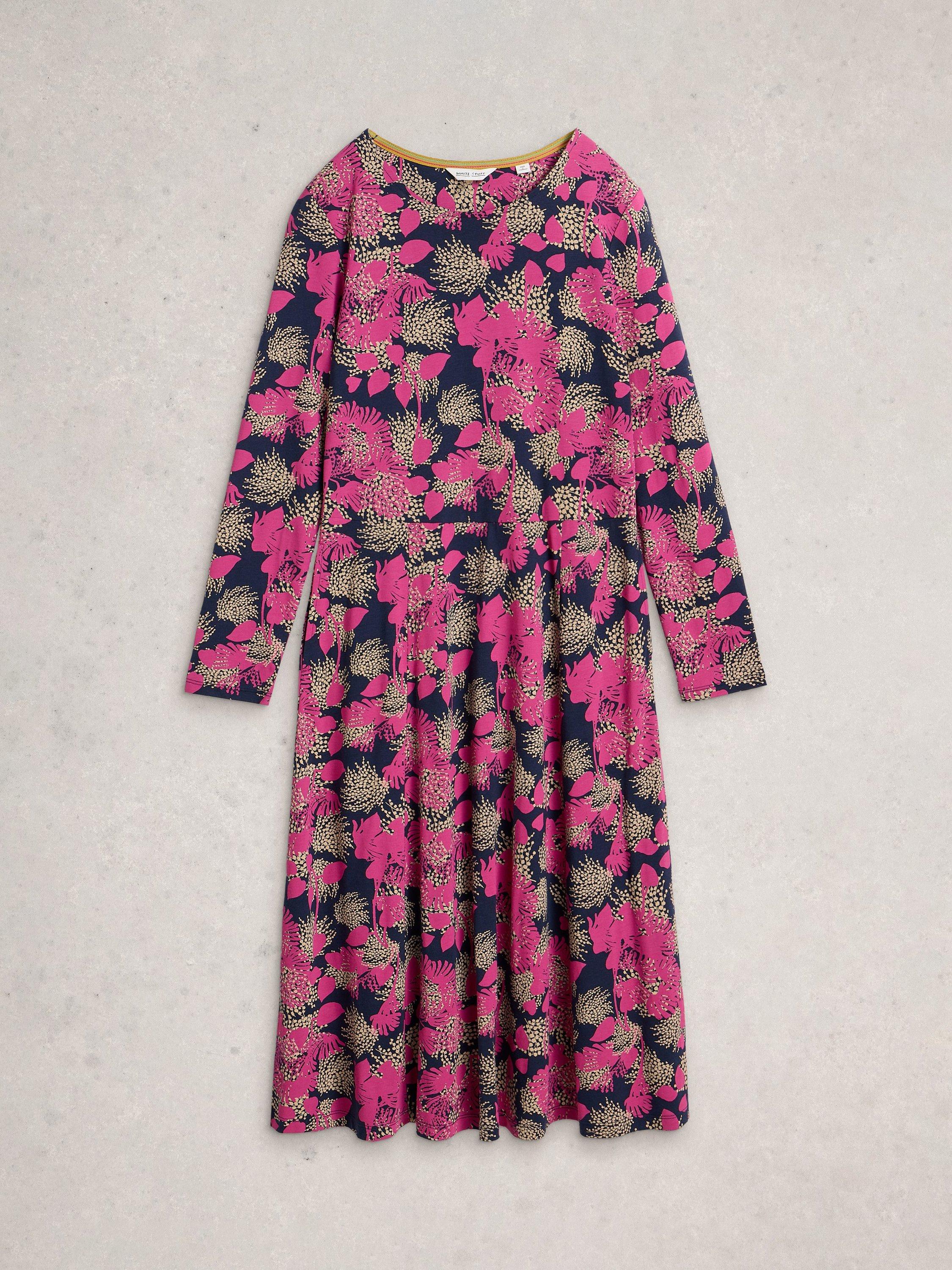 Product image 5 of 6, which shows White Stuff Madeline Abstract Jersey Dress, Pink/Multi, 6