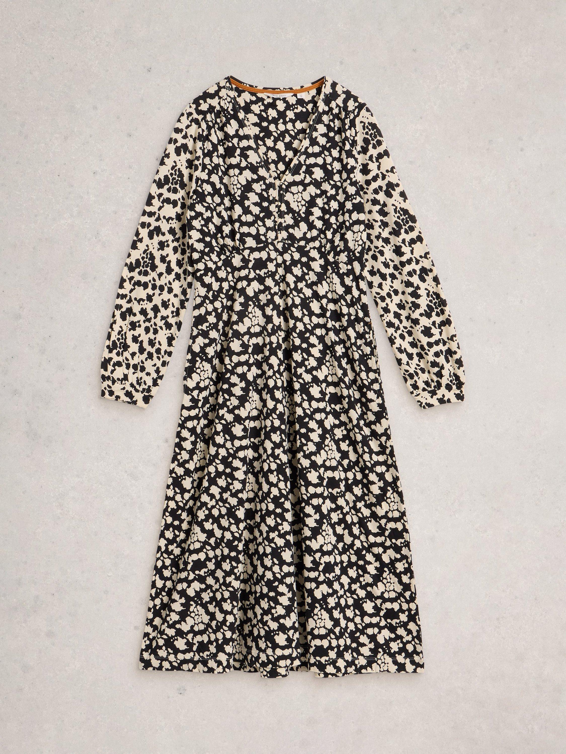 Product image 5 of 6, which shows White Stuff Megan Abstract Jersey Dress, Black/Multi, 6