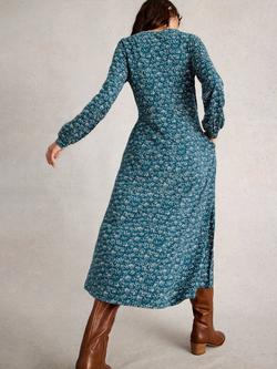 White Stuff Megan Abstract Jersey Dress, Blue - view 2, Blue