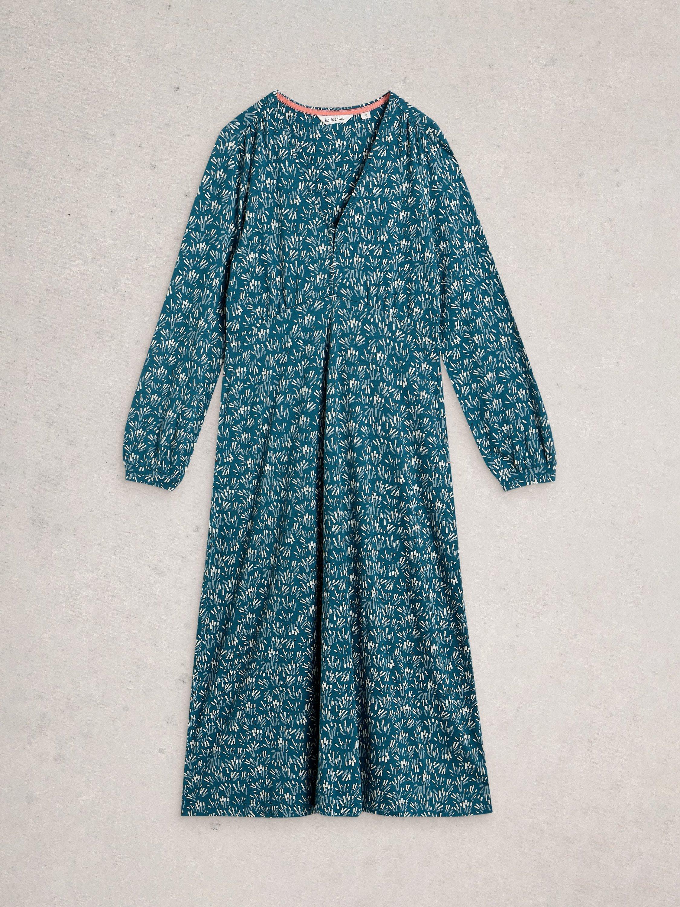 Product image 5 of 6, which shows White Stuff Megan Abstract Jersey Dress, Blue, 6