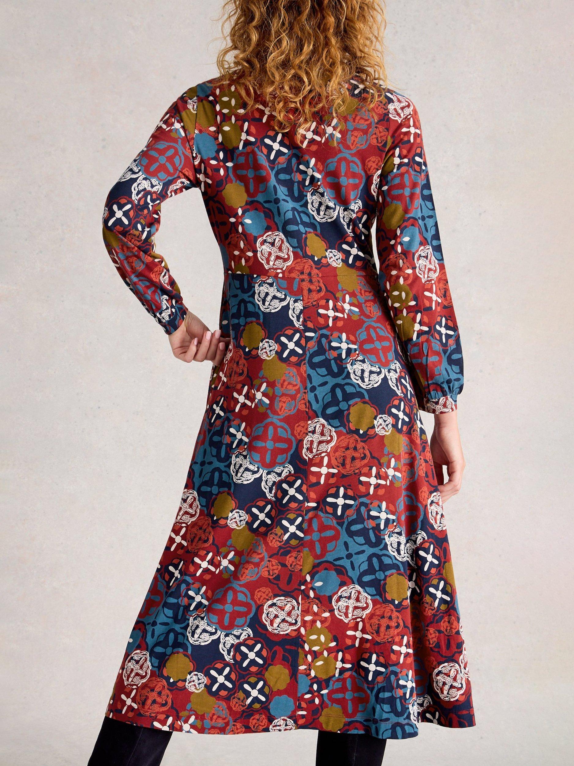 Product image 2 of 6, which shows White Stuff Megan Abstract Jersey Dress, Multi, 6