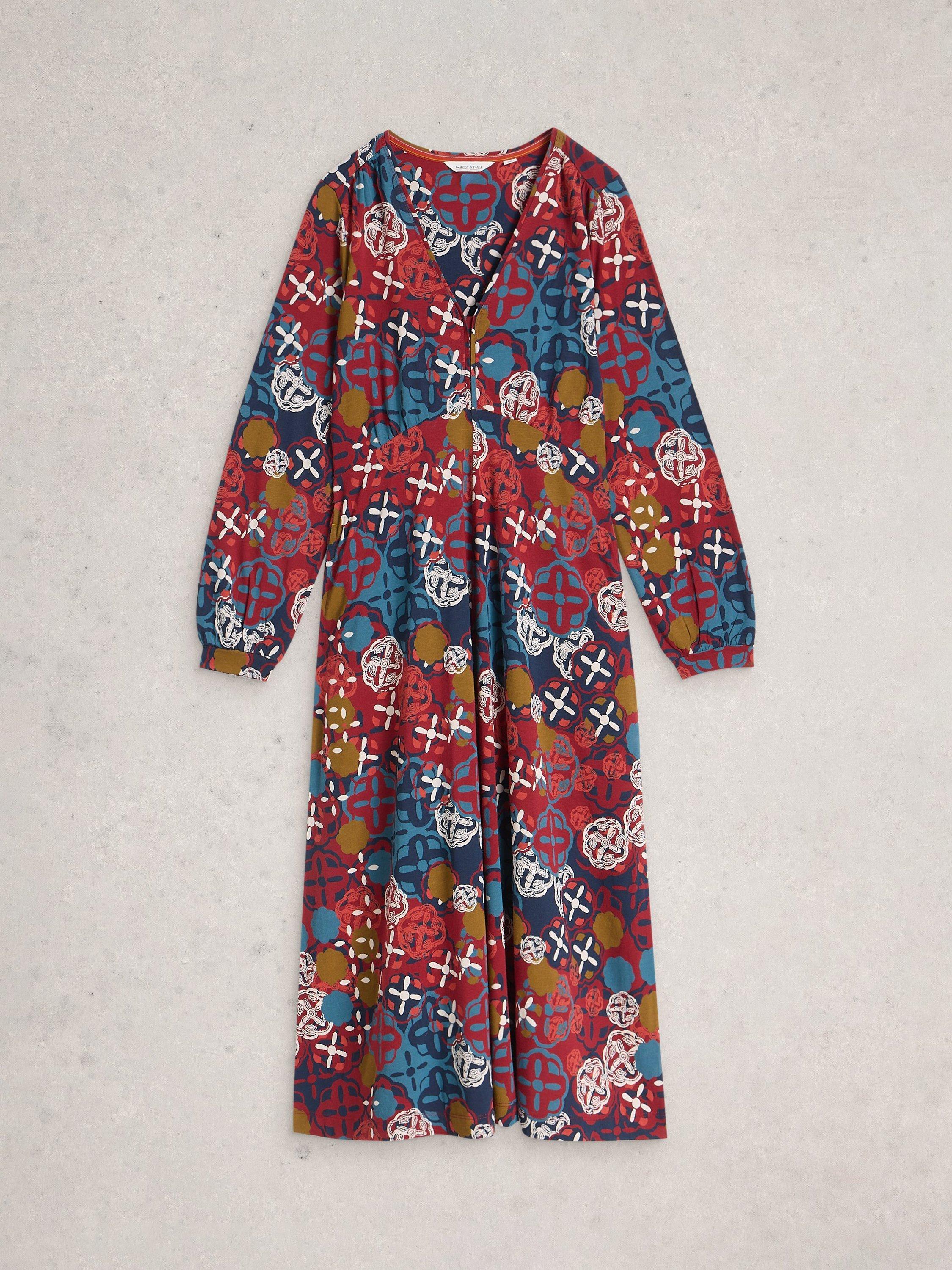 Product image 5 of 6, which shows White Stuff Megan Abstract Jersey Dress, Multi, 6