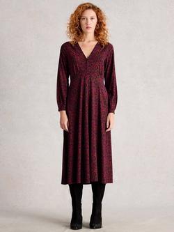 White Stuff Megan A-Line Spotty Jersey Midi Dress, Pink/Multi