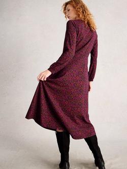 White Stuff Megan A-Line Spotty Jersey Midi Dress - view 2, Pink/Multi