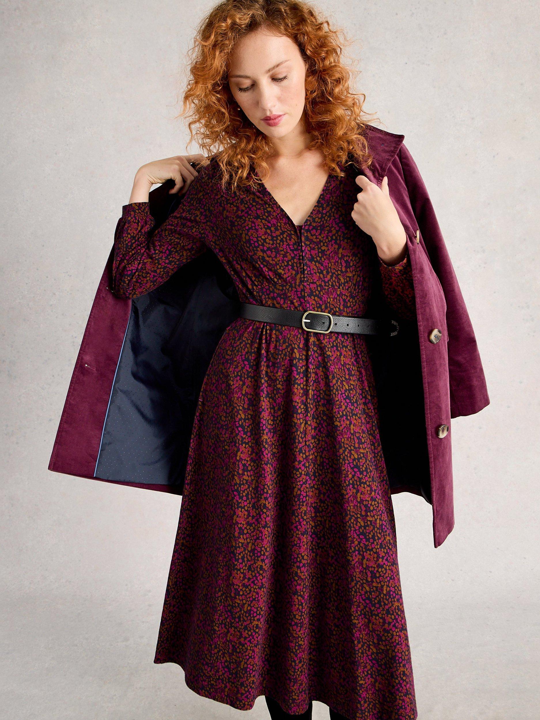 Product image 3 of 6, which shows White Stuff Megan A-Line Spotty Jersey Midi Dress, Pink/Multi, 6