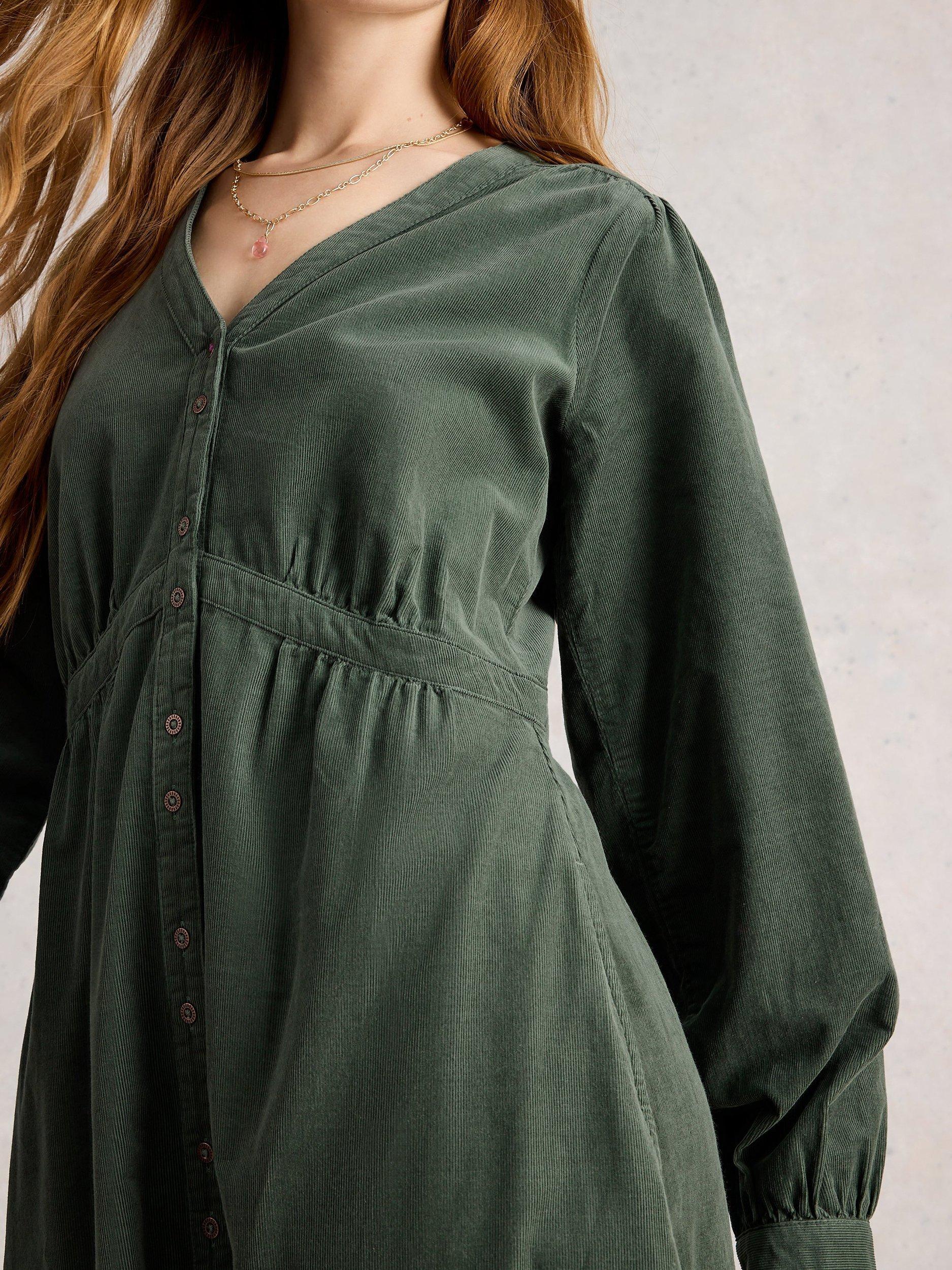 Product image 3 of 6, which shows White Stuff Phoebe Tiered Organic Cotton Midi Dress, Dus Green, 6