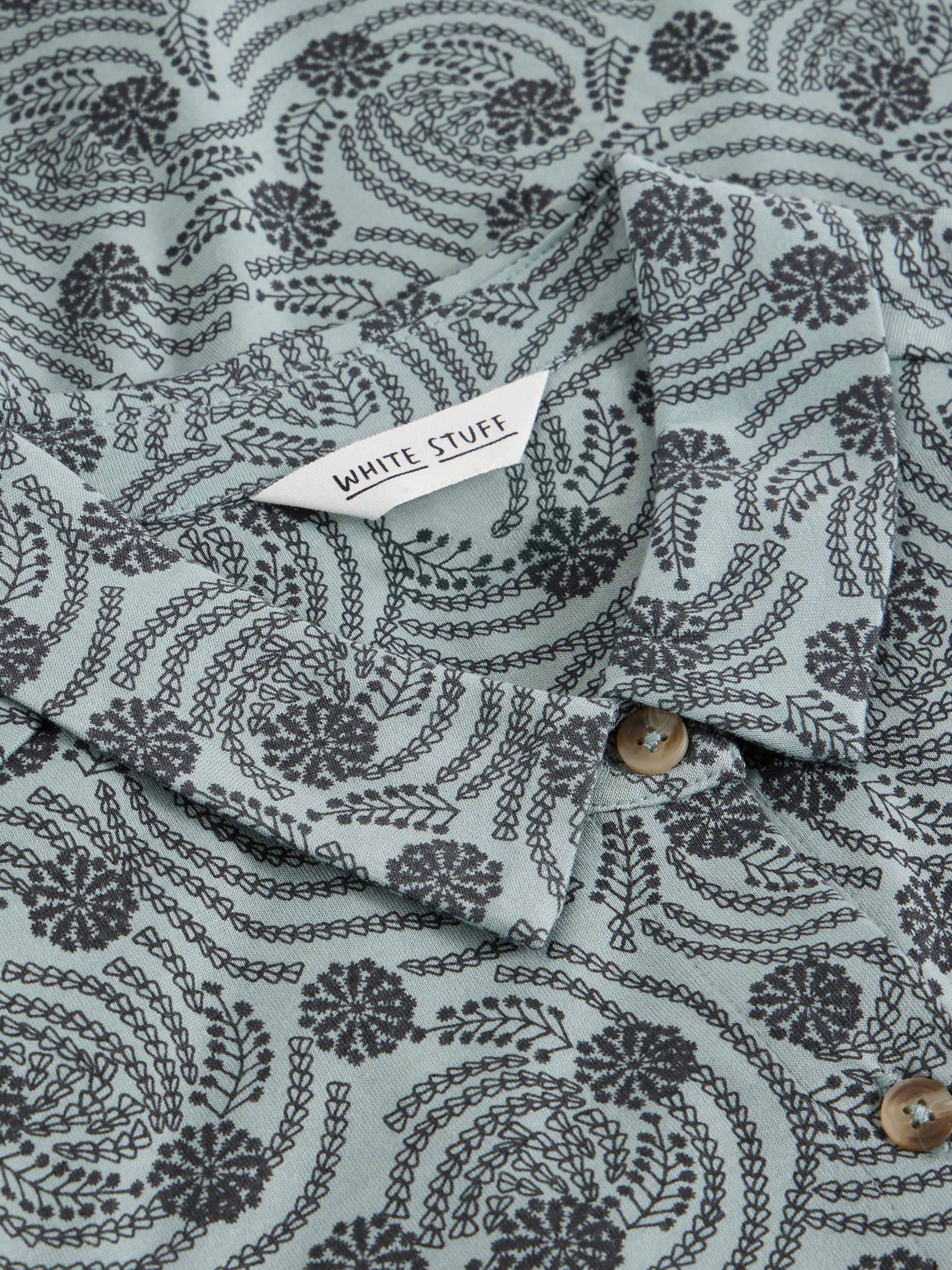 Product image 6 of 6, which shows White Stuff Rua Cotton Blend Abstract Print Midi Dress, Blue/Multi, 6