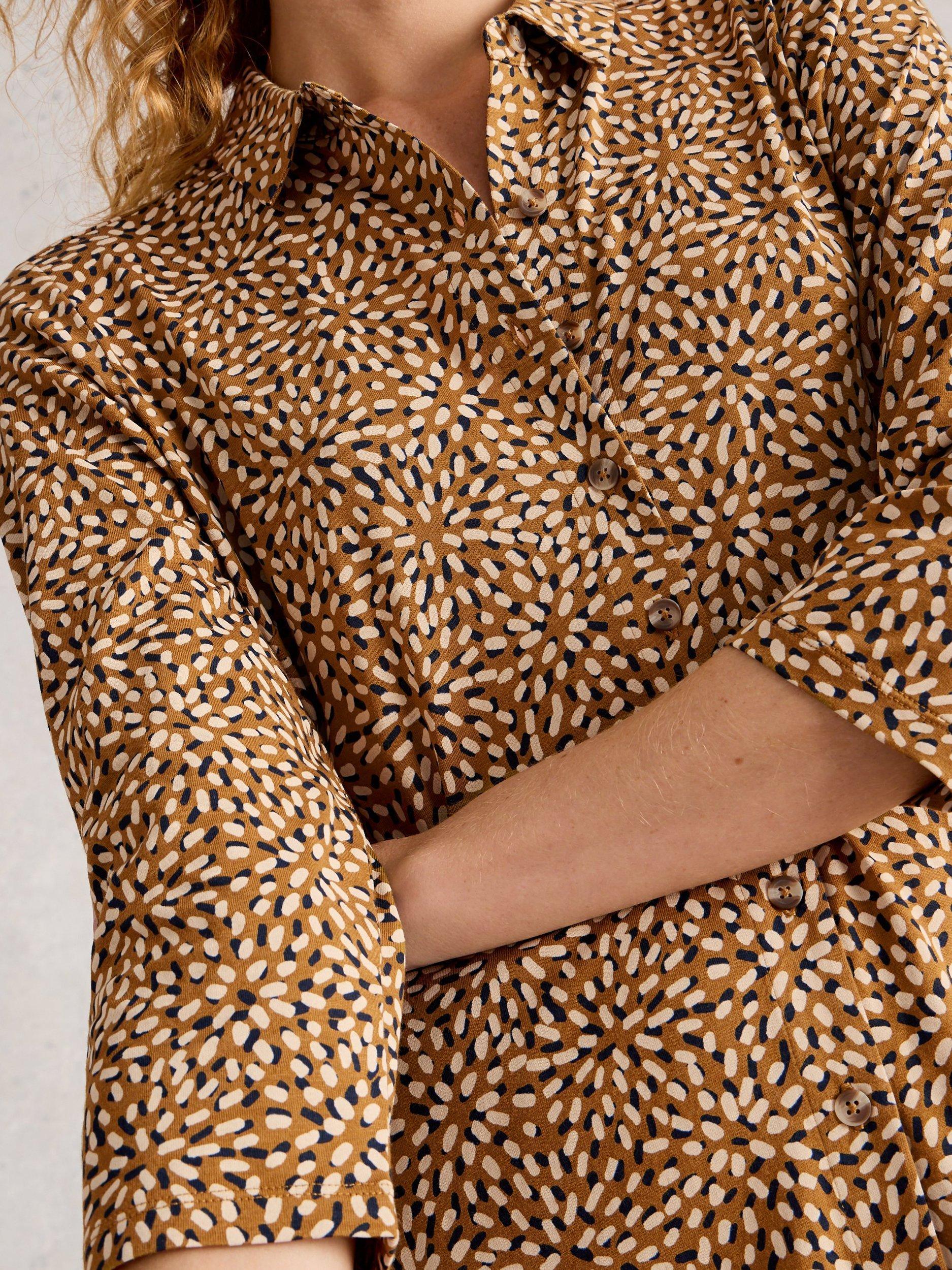 Product image 3 of 6, which shows White Stuff Rua Jersey Shirt Dress, Yellow/Multi, 8