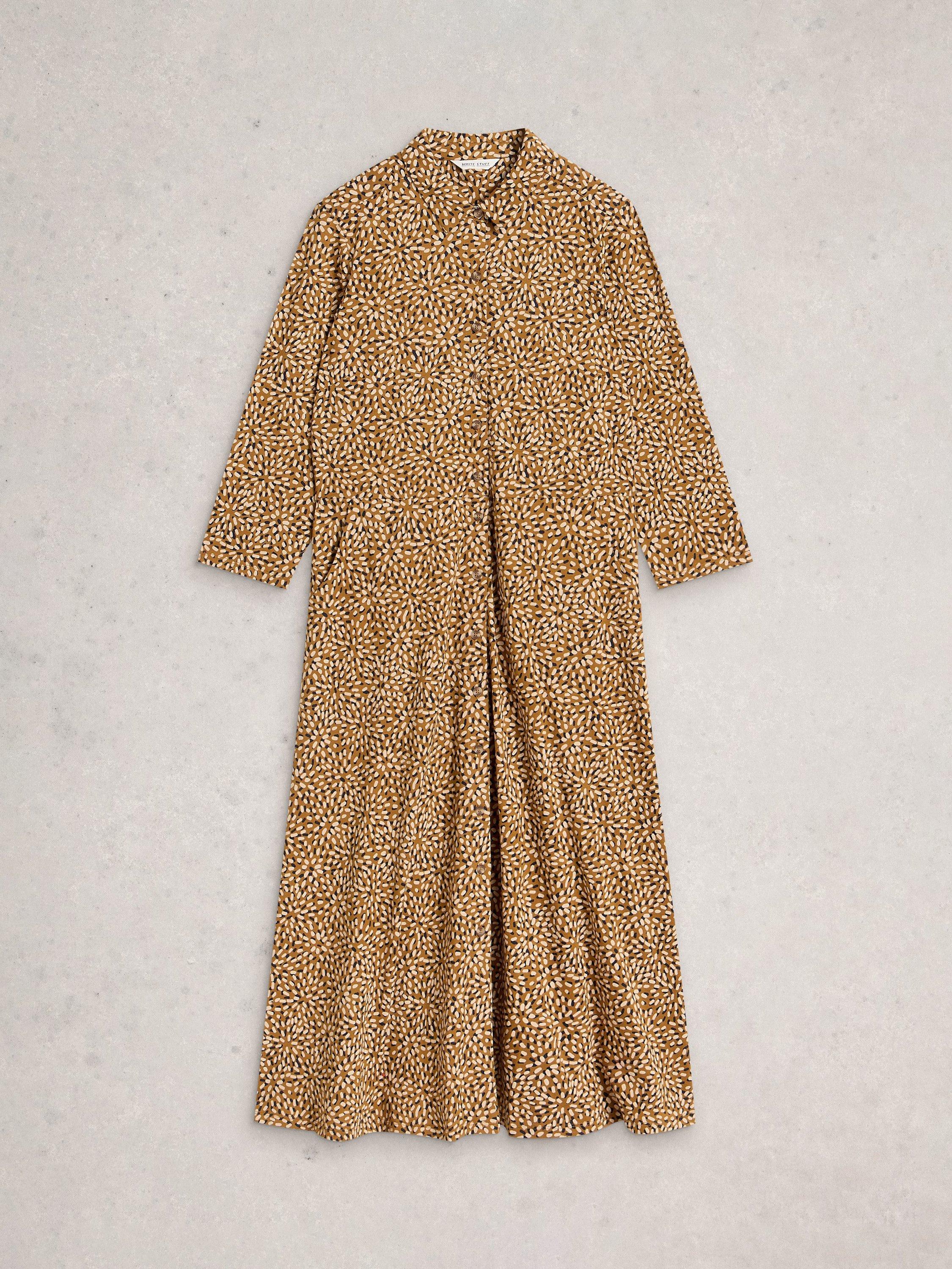 Product image 5 of 6, which shows White Stuff Rua Jersey Shirt Dress, Yellow/Multi, 8