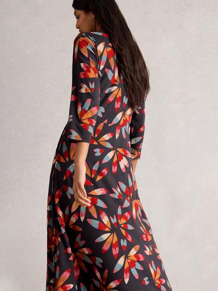 White Stuff Rua Abstract Cotton Blend Midi Shirt Dress - view 2, Grey/Multi
