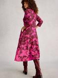 White Stuff Rua Leaves Jersey Shirt Dress, Pink