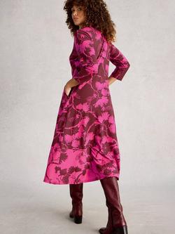 White Stuff Rua Leaves Jersey Shirt Dress, Pink - view 2, Pink