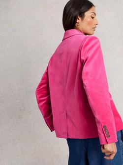 White Stuff Evelyn Cotton Blazer - view 2, Bright Pink
