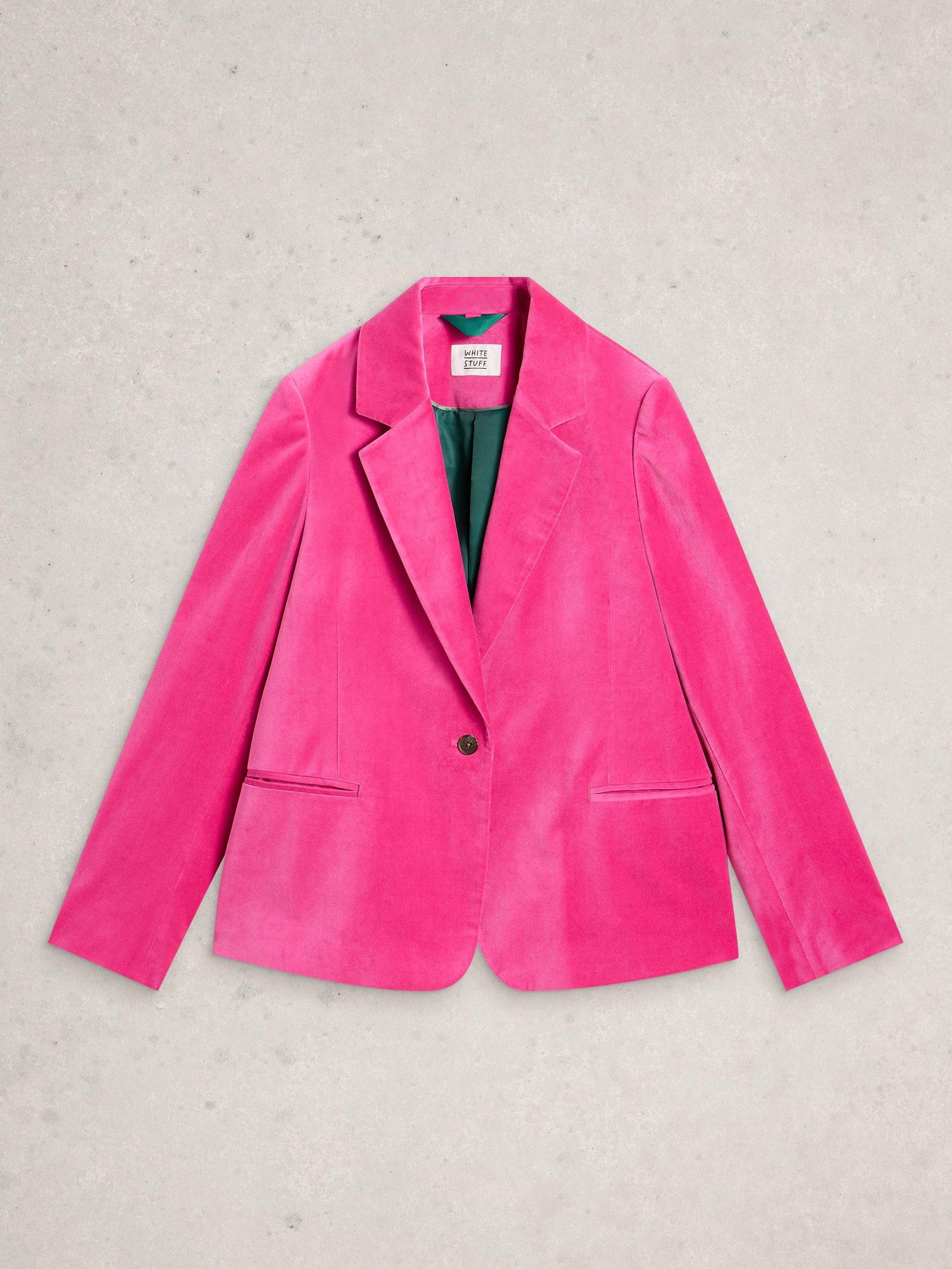 Product image 5 of 6, which shows White Stuff Evelyn Cotton Blazer, Bright Pink, 6